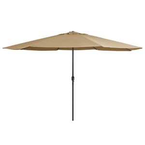 vidaXL Sodo skėtis nuo saulės su metaliniu stulpu, taupe, 390cm