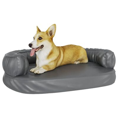 vidaXL Ergonomiška lova šunims, pilkos spalvos, 88x65cm, dirbtinė oda