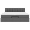 vidaXL Osmanų lova su čiužiniu Tamsiai pilkas 200x200 cm audinys