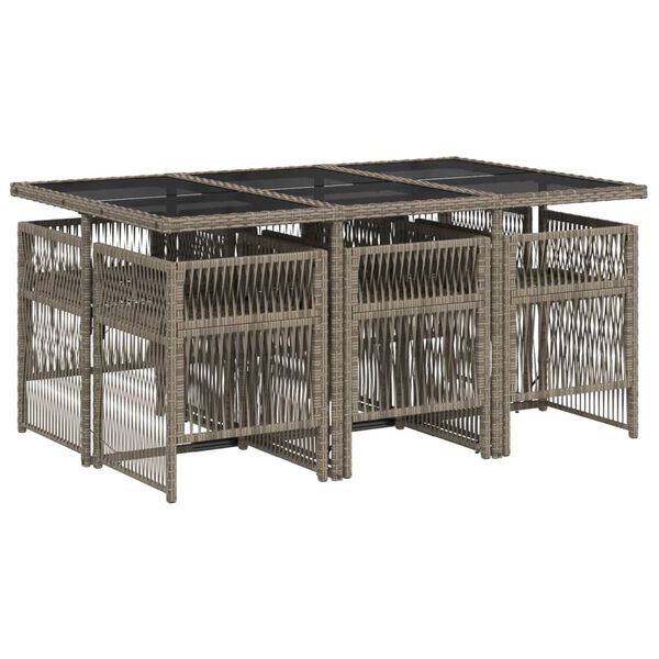 vidaXL Sodo komplektas su pagalvėlėmis, 7 dalių, pilkas, poliratanas