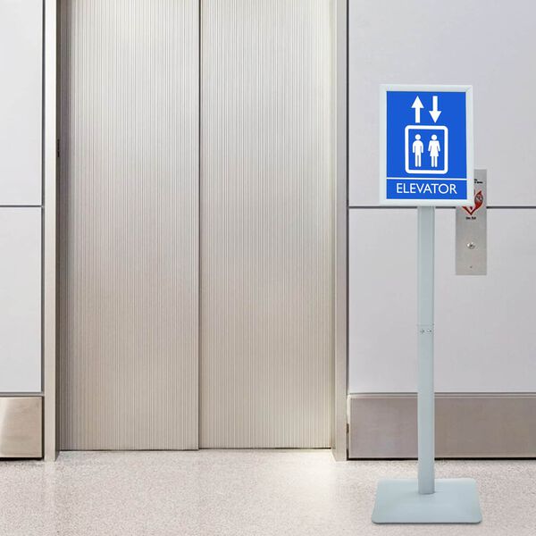 vidaXL Pedestalo plakato stovas Sidabro 32 x 27 x 119 cm PVC ir ketaus