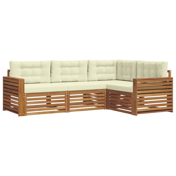 vidaXL Lauko sofos komplektas su pagalve 4 pcs Natūralus ir grietinėlė