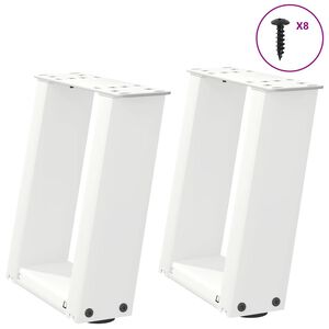 vidaXL Kavos staliuko kojelės, 2 vnt., baltos, 30x(30-31) cm, plienas, U formos