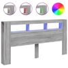 vidaXL LED galvūgalis, pilkas ąžuolo, 200x18,5x103,5cm, mediena