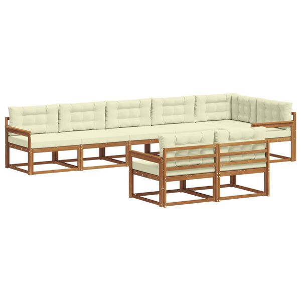 vidaXL Lauko sofos komplektas su pagalve 8 pcs Natūralus ir grietinėlė