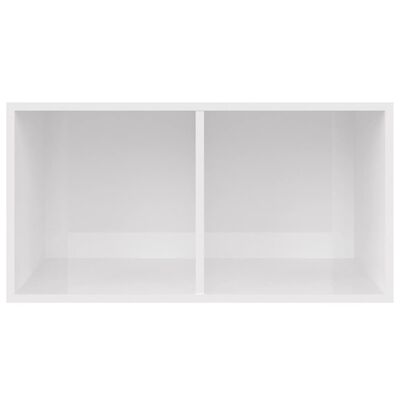 vidaXL Dėžė vinilinėms plokštelėms, balta, 71x34x36cm, mediena, blizgi