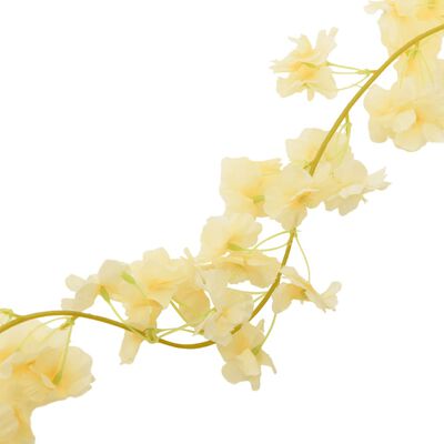 vidaXL Dirbtinių gėlių girliandos, 6vnt., šampano spalvos, 180cm