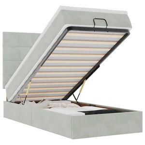 vidaXL Osmanų lovos rėmas su čiužiniais, pilkas, 90x190cm, aksomas