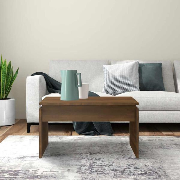 vidaXL Kavos staliukas, rudas ąžuolo, 68x50x38cm, apdirbta mediena