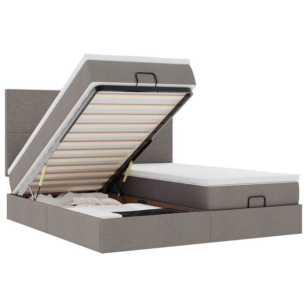 vidaXL Osmanų lovos rėmas su čiužiniais, taupe, 160x200cm, audinys