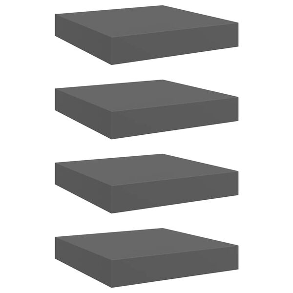 vidaXL Pakabinamos lentynos, 4vnt., pilkos, 23x23,5x3,8cm, MDF