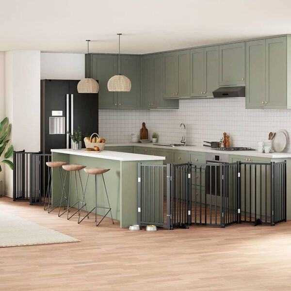 vidaXL Varteliai &scaron;unims su durimis, 12 segmentų, juodi, 600cm, tuopa