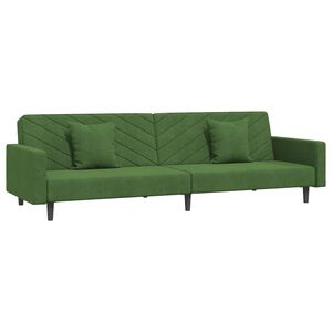 vidaXL Dvivietė sofa-lova su dvejomis pagalvėmis, žalia, aksomas