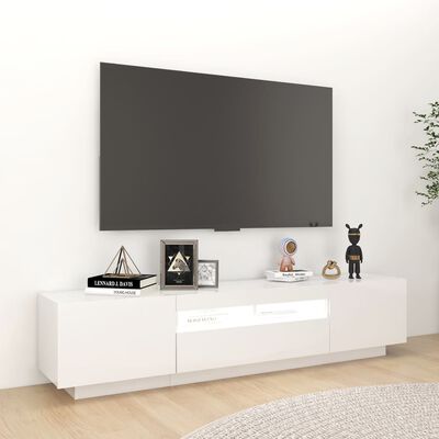 vidaXL TV spintelė su LED apšvietimu, balta, 180x35x40cm, blizgi