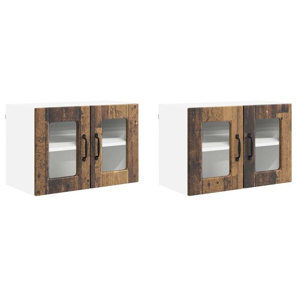vidaXL Virtuvės spintelė su lentyna 2 pcs Senas medis 60 x 31 x 40 cm