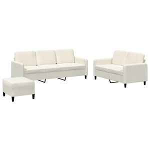 vidaXL Sofos komplektas, 3 dalių, kreminės spalvos, aksomas