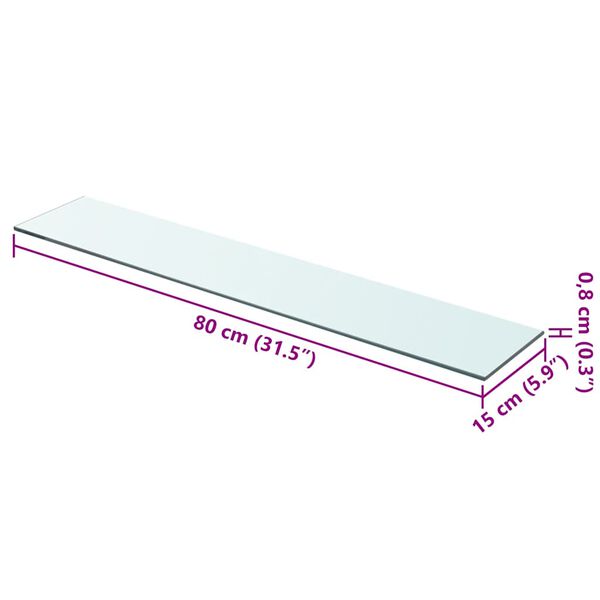vidaXL Lentynos, 2vnt., skaidrios, 80x15cm, stiklo plok&scaron;tė (243833x2)