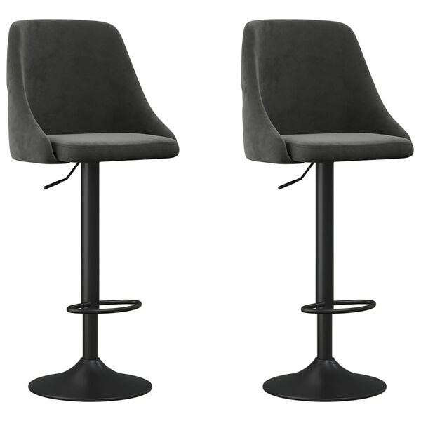 vidaXL Baro taburetės, 2vnt., tamsiai pilkos spalvos, aksomas