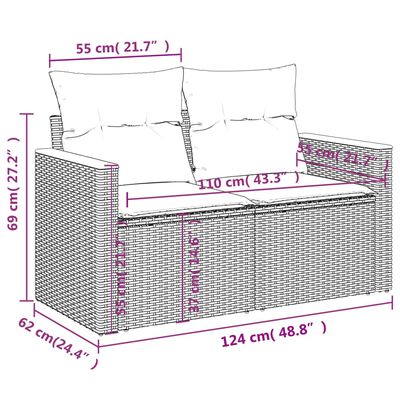 vidaXL Sodo komplektas su pagalvėlėmis, 13 dalių, pilkas, poliratanas