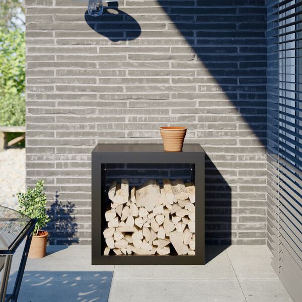 vidaXL Stovas malkoms, juodos spalvos, 60x40x60cm, plienas