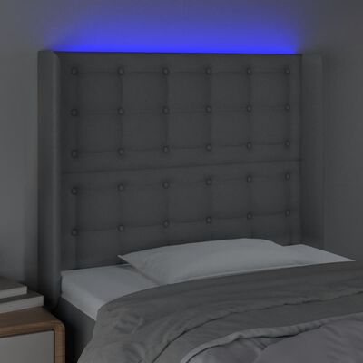 vidaXL Galvūgalis su LED, šviesiai pilkas, 103x16x118/128cm, audinys