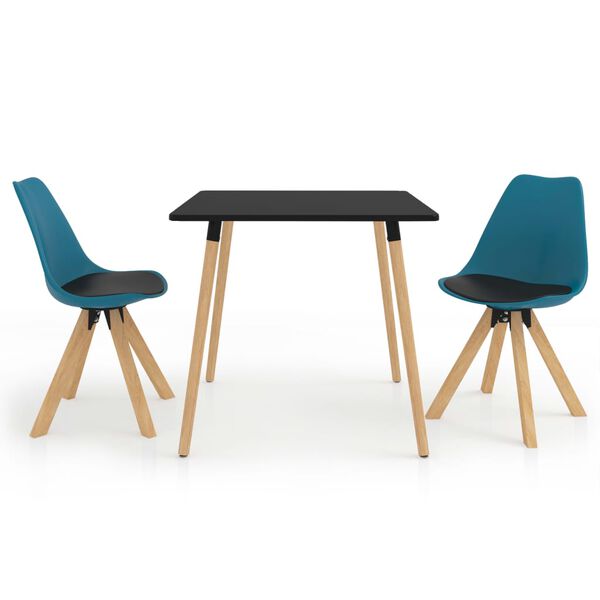 vidaXL Valgomojo baldų komplektas, 3 dalių, juodos ir turkio spalvos