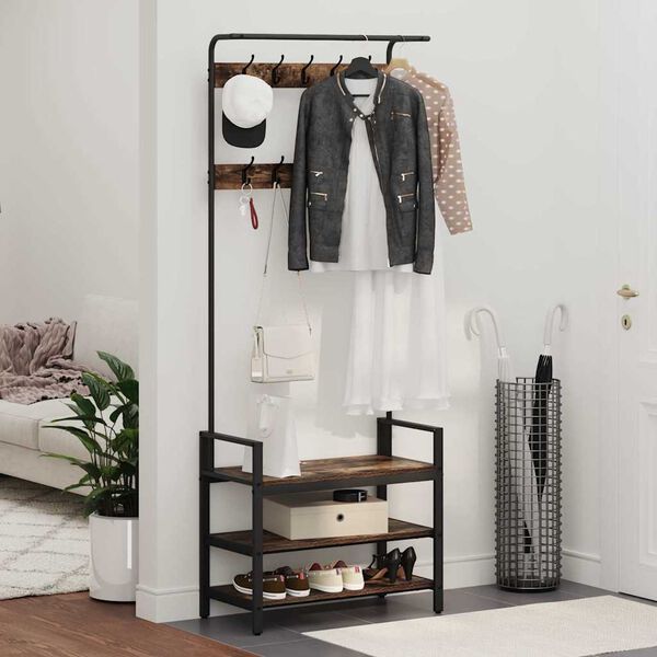 vidaXL Paltas Rūkyta ąžuolas 75 x 34 x 184 cm Apdirbta mediena