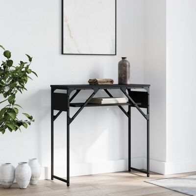 vidaXL Konsolinis staliukas su lentyna, juodas, 75x30x75cm, mediena