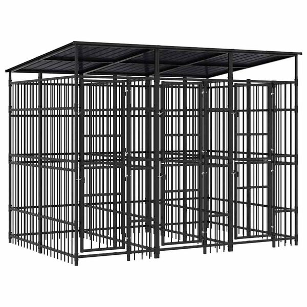 vidaXL Lauko voljeras &scaron;unims su stogu, plienas, 5,53m&sup2;