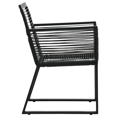 vidaXL Sodo kėdės, 4vnt., juodos spalvos, ratanas, iš virvučių
