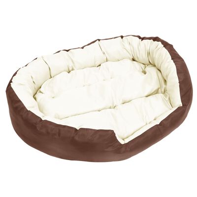 vidaXL Dvipusė skalbiama pagalvė šunims, ruda ir kreminė, 110x80x23cm