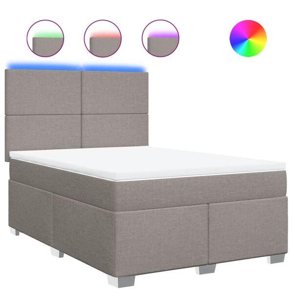 vidaXL Lova su spyruoklėmis ir čiužiniu, taupe, 160x200 cm, audinys