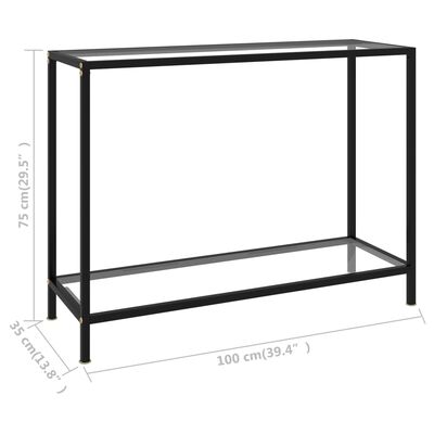 vidaXL Konsolinis staliukas, skaidrus, 100x35x75cm, grūdintas stiklas