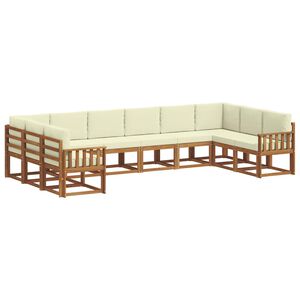 vidaXL Lauko sofos komplektas 10 pcs Natūralus ir grietinėlė
