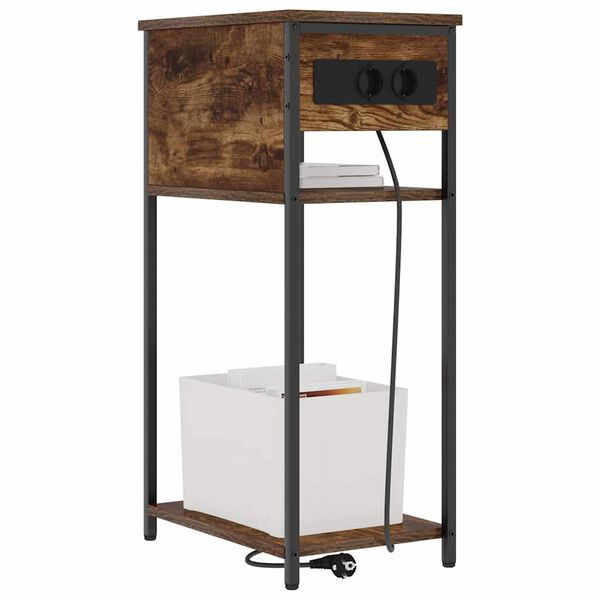 vidaXL &Scaron;alia lovos spintelė Rūkyta ąžuolas 41 x 28 x 76 cm