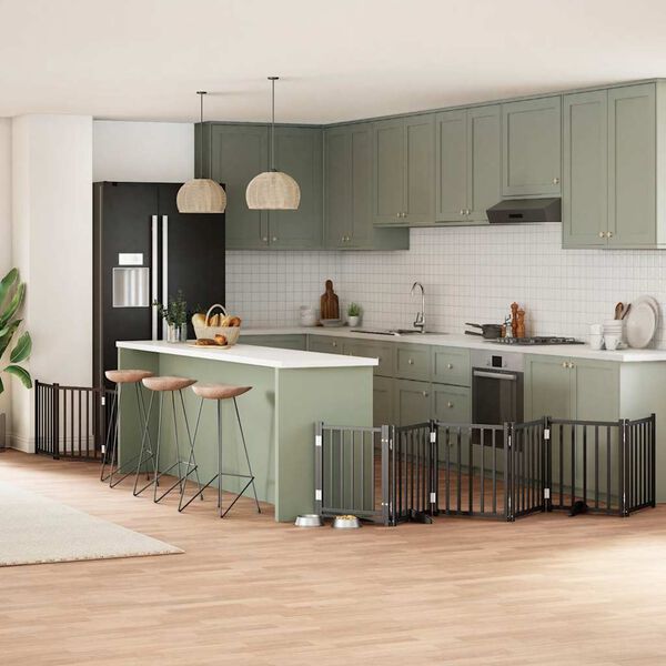 vidaXL Varteliai &scaron;unims su durimis, 9 segmentai, juodi, 450cm, tuopa