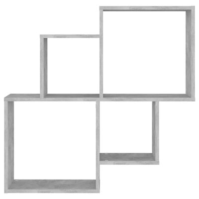 vidaXL Sieninė lentyna, betono pilka, 80x15x78,5cm, MDP, kubo formos