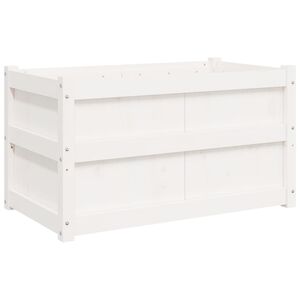 vidaXL Sodo lovelis, baltas, 90x50x50cm, pu&scaron;ies medienos masyvas