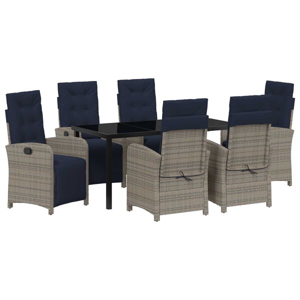 vidaXL Sodo valgomojo komplektas su pagalve 7 pcs Pilka poliratanas