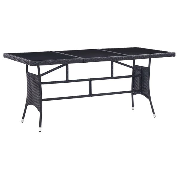 vidaXL Lauko valgomojo baldų komplektas, 9 dalių, juodas, poliratanas