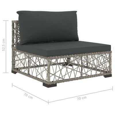 vidaXL Sodo baldų komplektas su pagalvėlėmis, 6 dalių, pilkas, ratanas