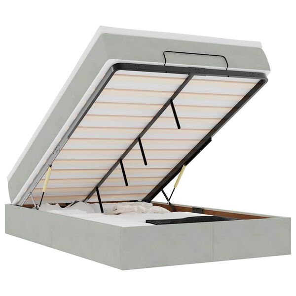 vidaXL Osmanų lovos rėmas su čiužiniu, pilkas, 120x200cm, aksomas