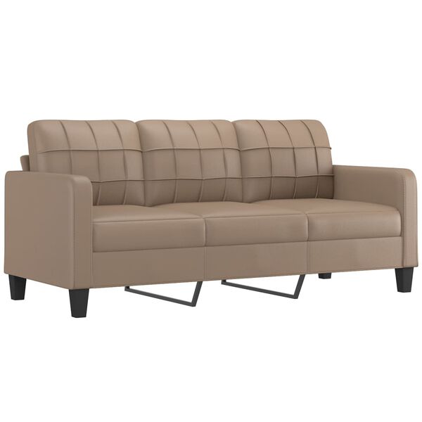 vidaXL Trivietė sofa su pagalvėmis, kapučino, 180cm, dirbtinė oda