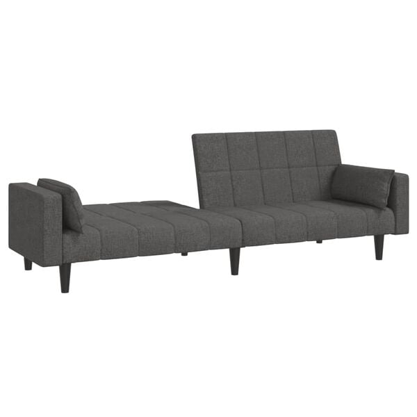 vidaXL Dvivietė sofa-lova su dvejomis pagalvėmis, pilka, audinys