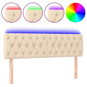 vidaXL Galvūgalis su LED, kreminės spalvos, 144x7x78/88cm, audinys