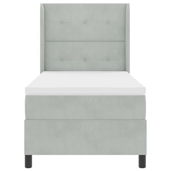 vidaXL Kiemas lova su čiužiniu &Scaron;viesiai pilka 90 x 190 cm Aksomas