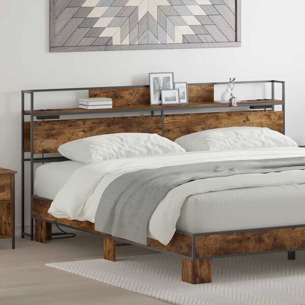 vidaXL Saugojimo galvos atlo&scaron;as Dūminio ąžuolo 200 cm Apdirbta mediena