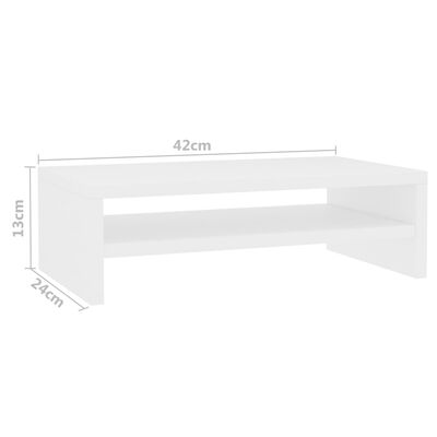 vidaXL Monitoriaus stovas, baltas, 42x24x13cm, apdirbta mediena