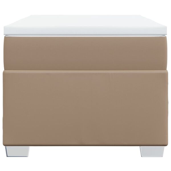 vidaXL Lova su spyruoklėmis/čiužiniu, kapučino, 90x190cm, dirbtinė oda