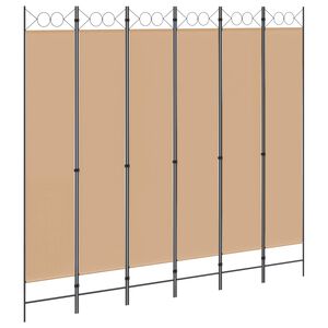 vidaXL 6-skydelio kambario pertvara Smėlio 240 x 220 cm Audinys